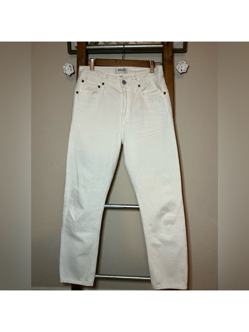 AGOLDE Riley High Rise Cropped White Jeans Size 25